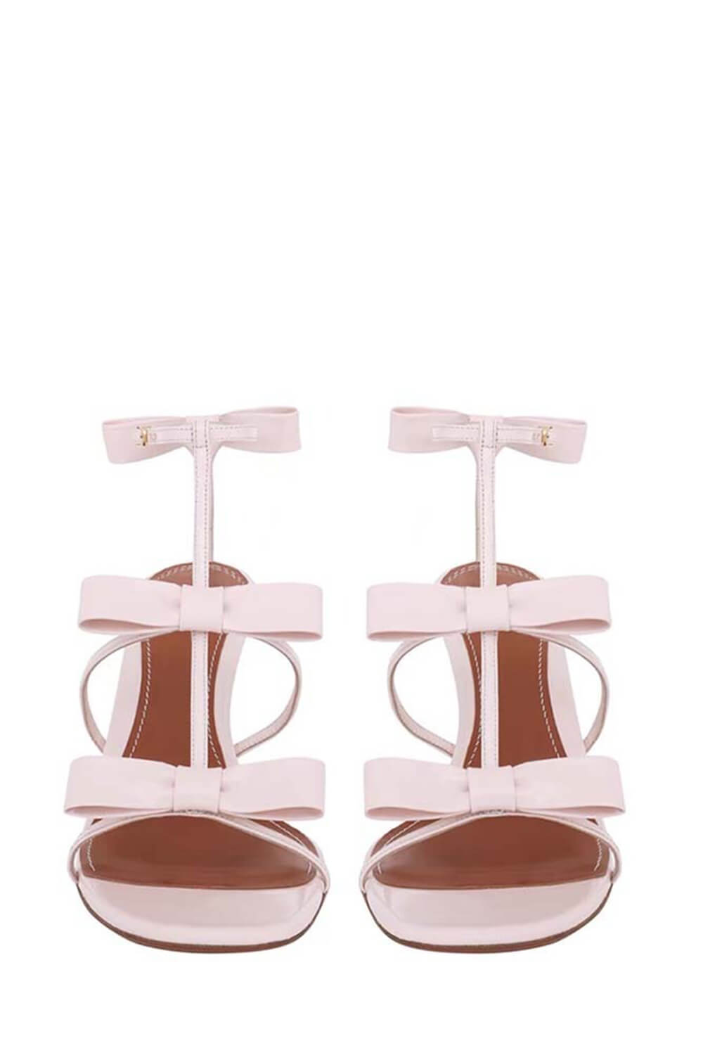 Bow-Detail Strappy Faux Leather Square Toe Sandals