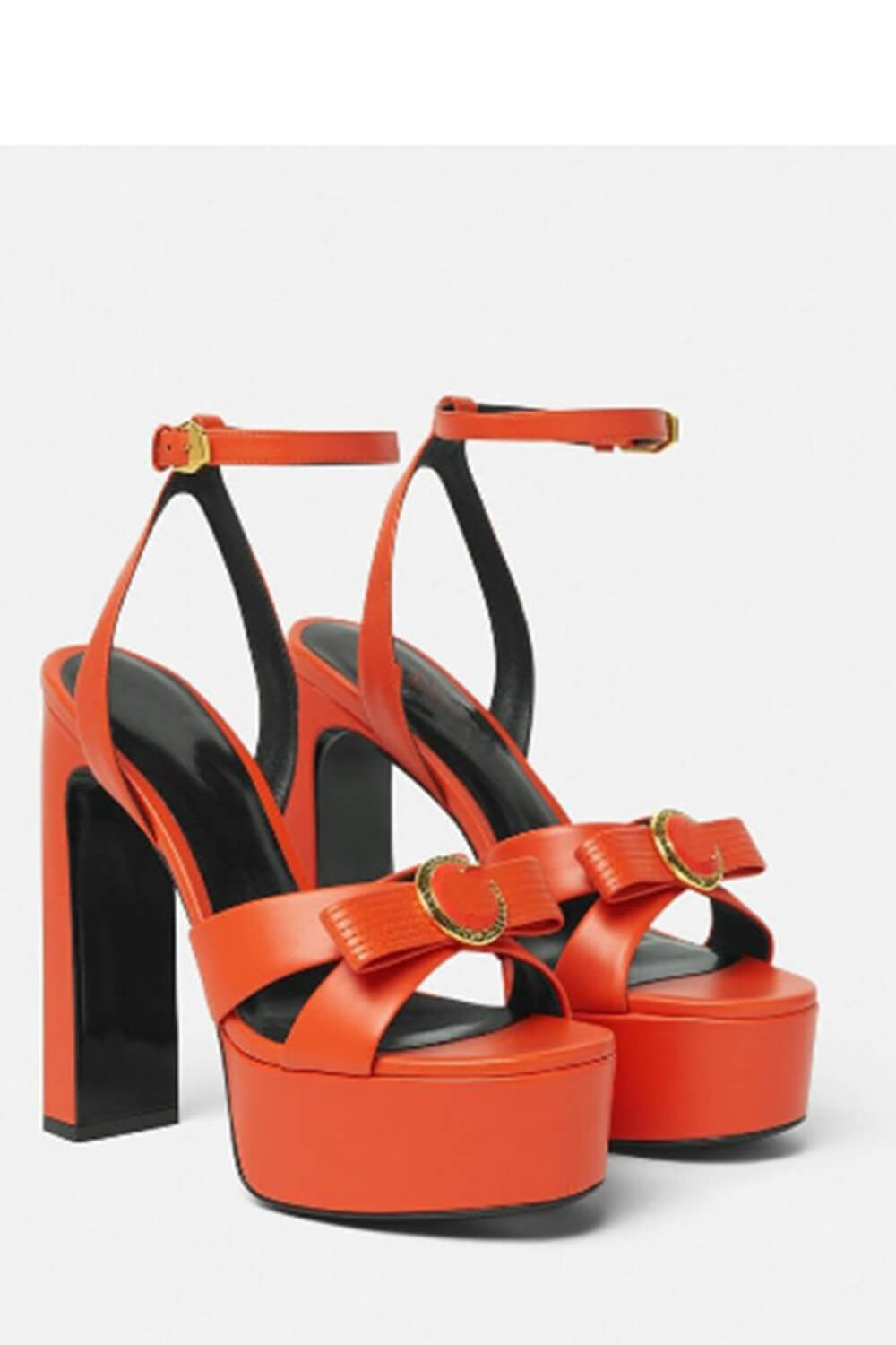 Ribbon Satin Open Square Toe Platform Block Heels