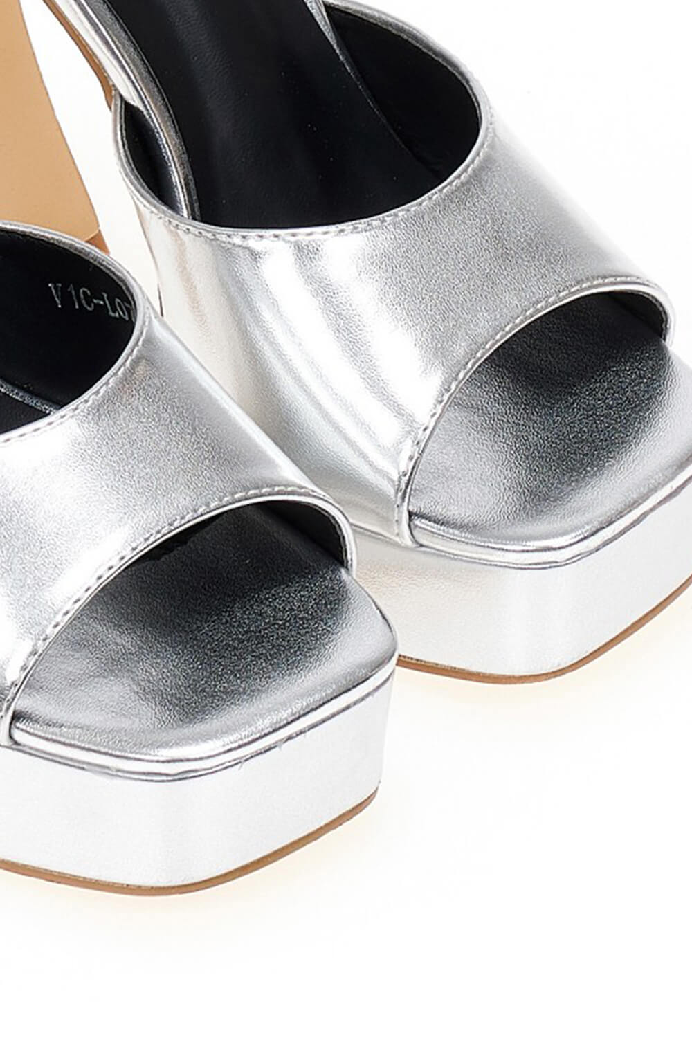 Faux Leather Open Square Toe Platform Block Heeled Mule Sandals