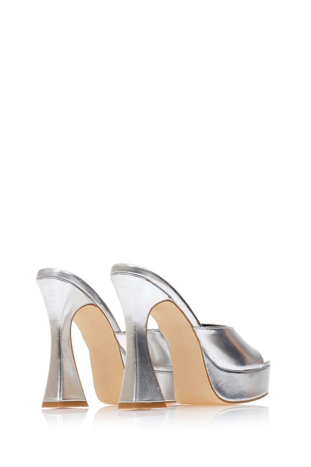 Faux Leather Open Square Toe Platform Block Heeled Mule Sandals