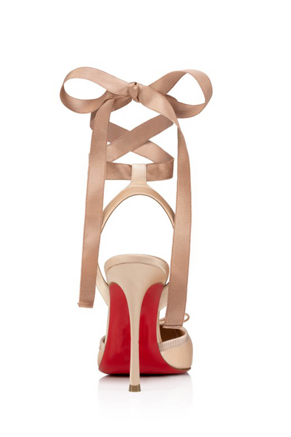 Bow-Detailed Satin Lace-Up Strappy Slingback Stiletto Pumps