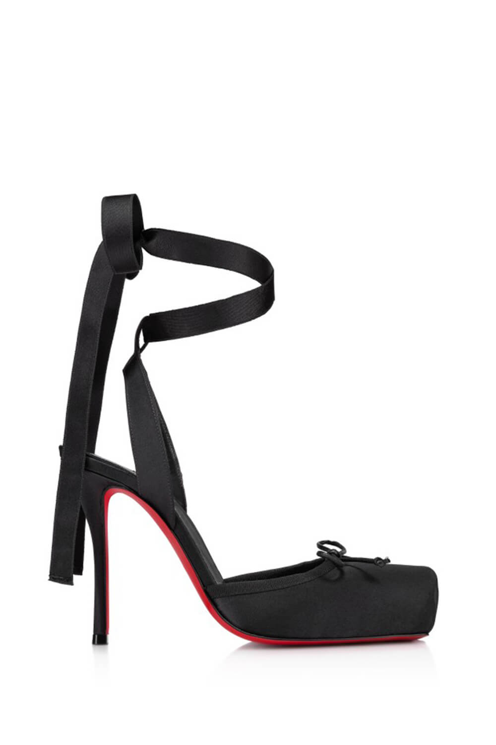 Bow-Detailed Satin Lace-Up Strappy Slingback Stiletto Pumps
