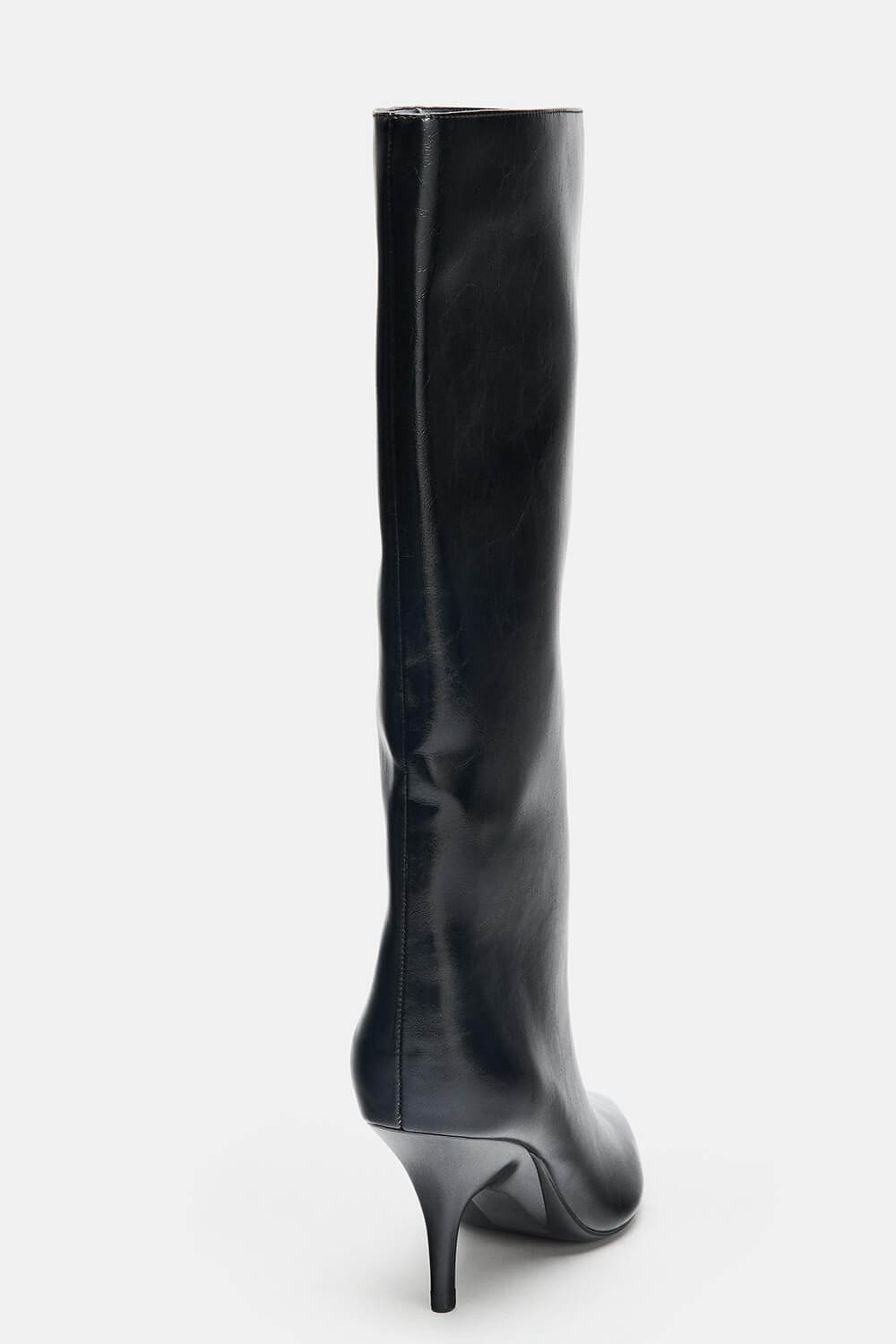 Black Knee High Kitten Heel Boots