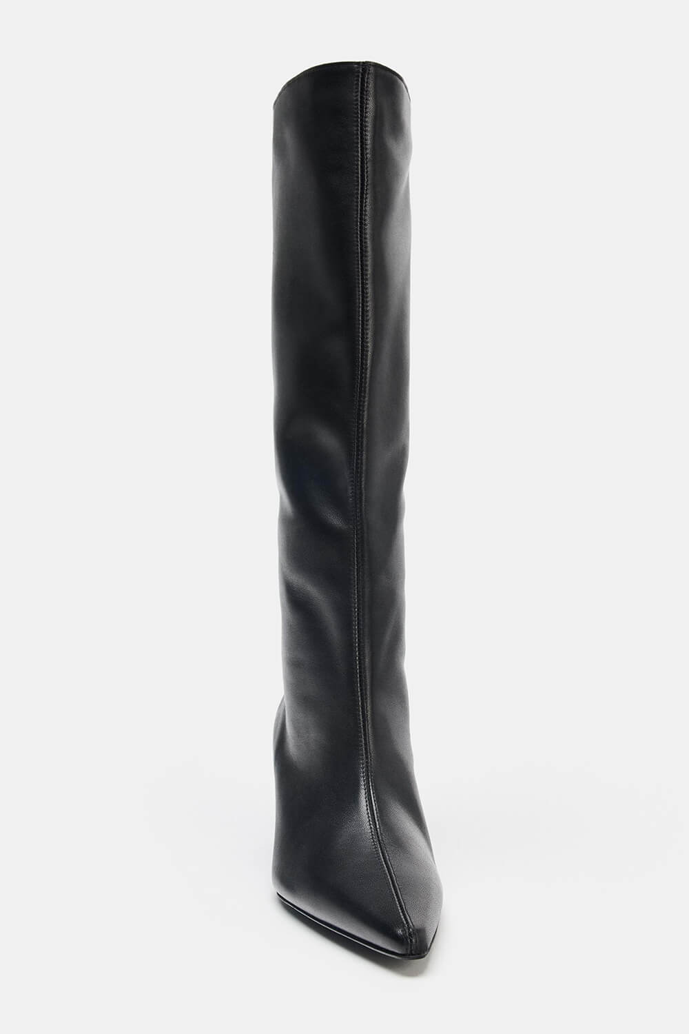 Black Croc Knee High Kitten Heel Boots