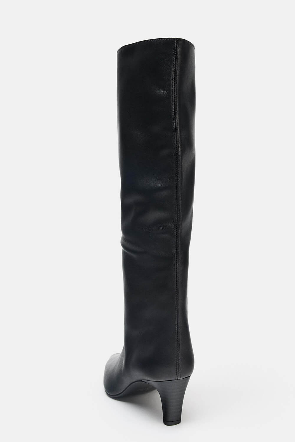 Black Croc Knee High Kitten Heel Boots