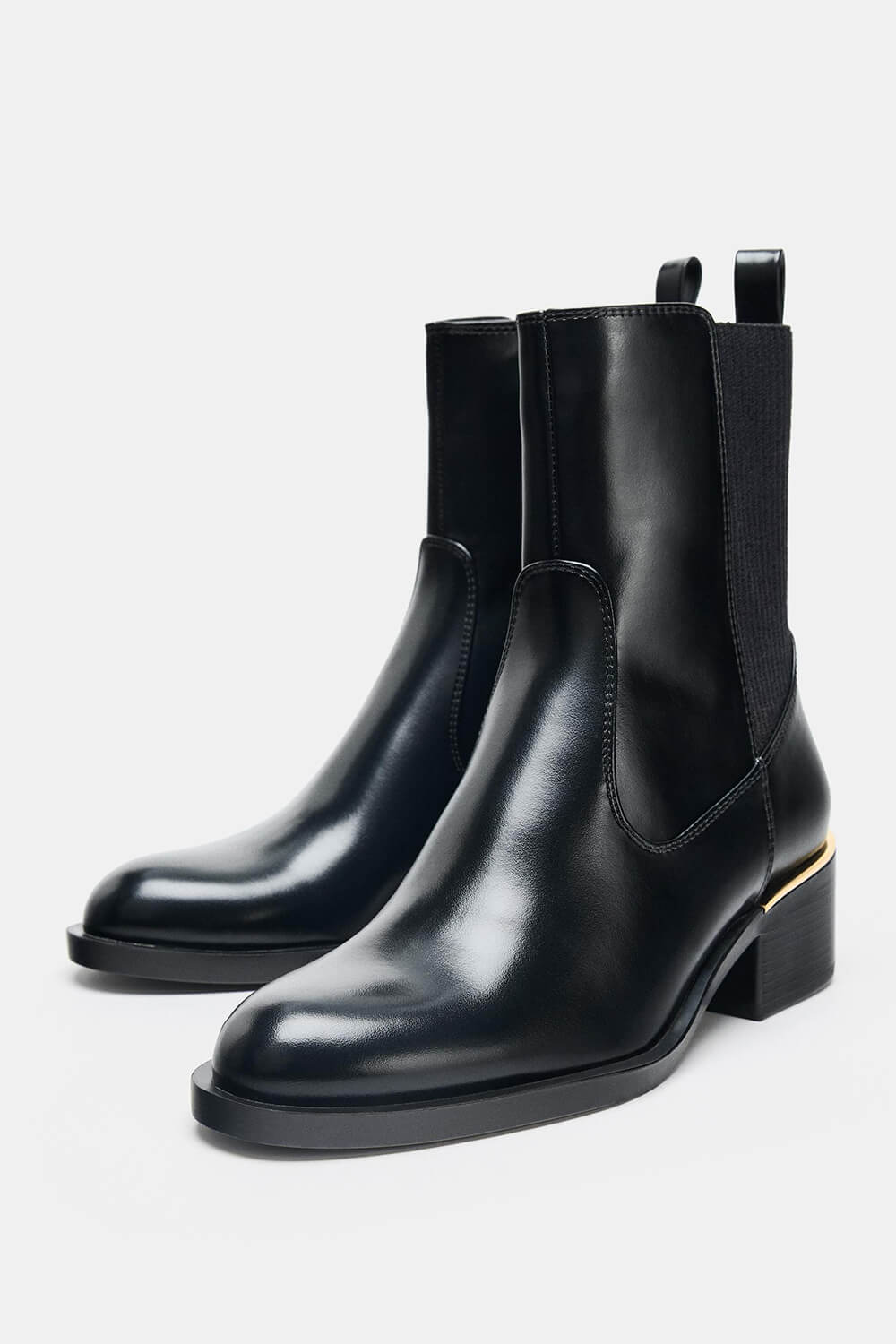 Faux Leather Rould Toe Western Ankle Boots
