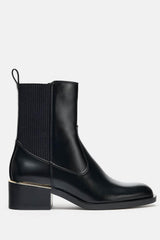 Faux Leather Rould Toe Western Ankle Boots