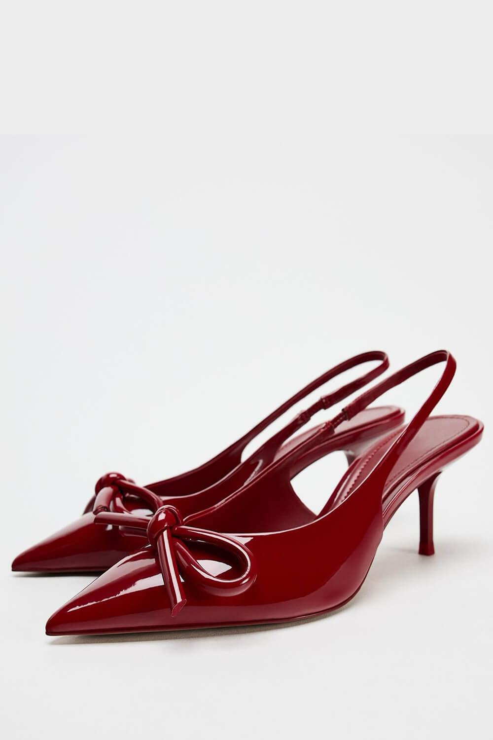 Bow Patent-Leather Slingback Stiletto Heels