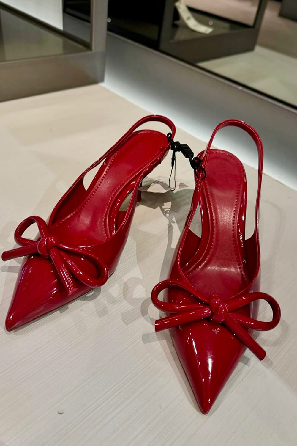 Bow Patent-Leather Slingback Stiletto Heels