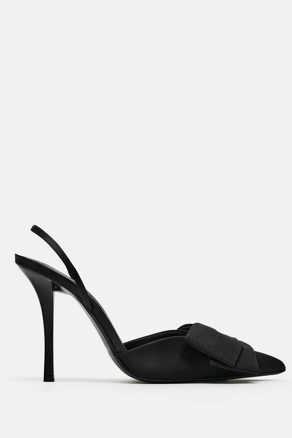 Bow Satin Pointed Toe Slingback Stiletto Heels