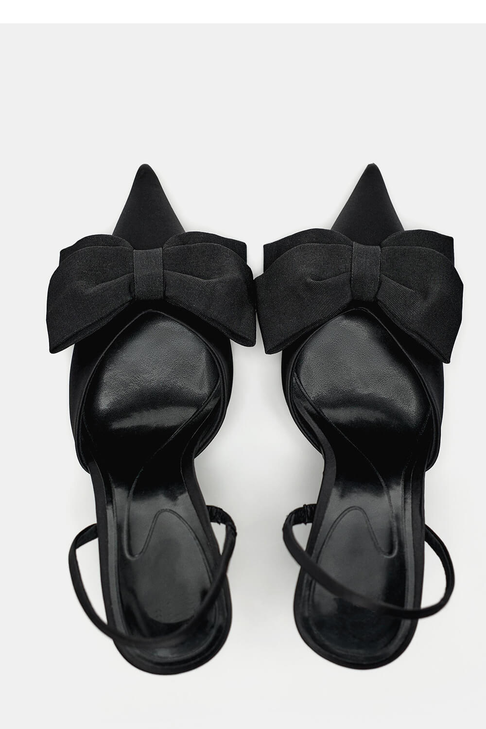 Bow Satin Pointed Toe Slingback Stiletto Heels