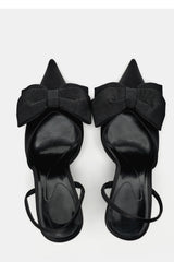 Bow Satin Pointed Toe Slingback Stiletto Heels