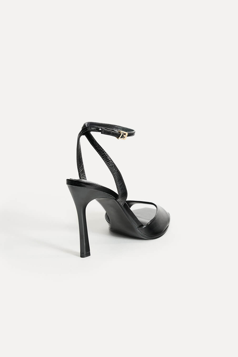 Faux Patent-Leather Square Toe Ankle Strap High Heel Sandals
