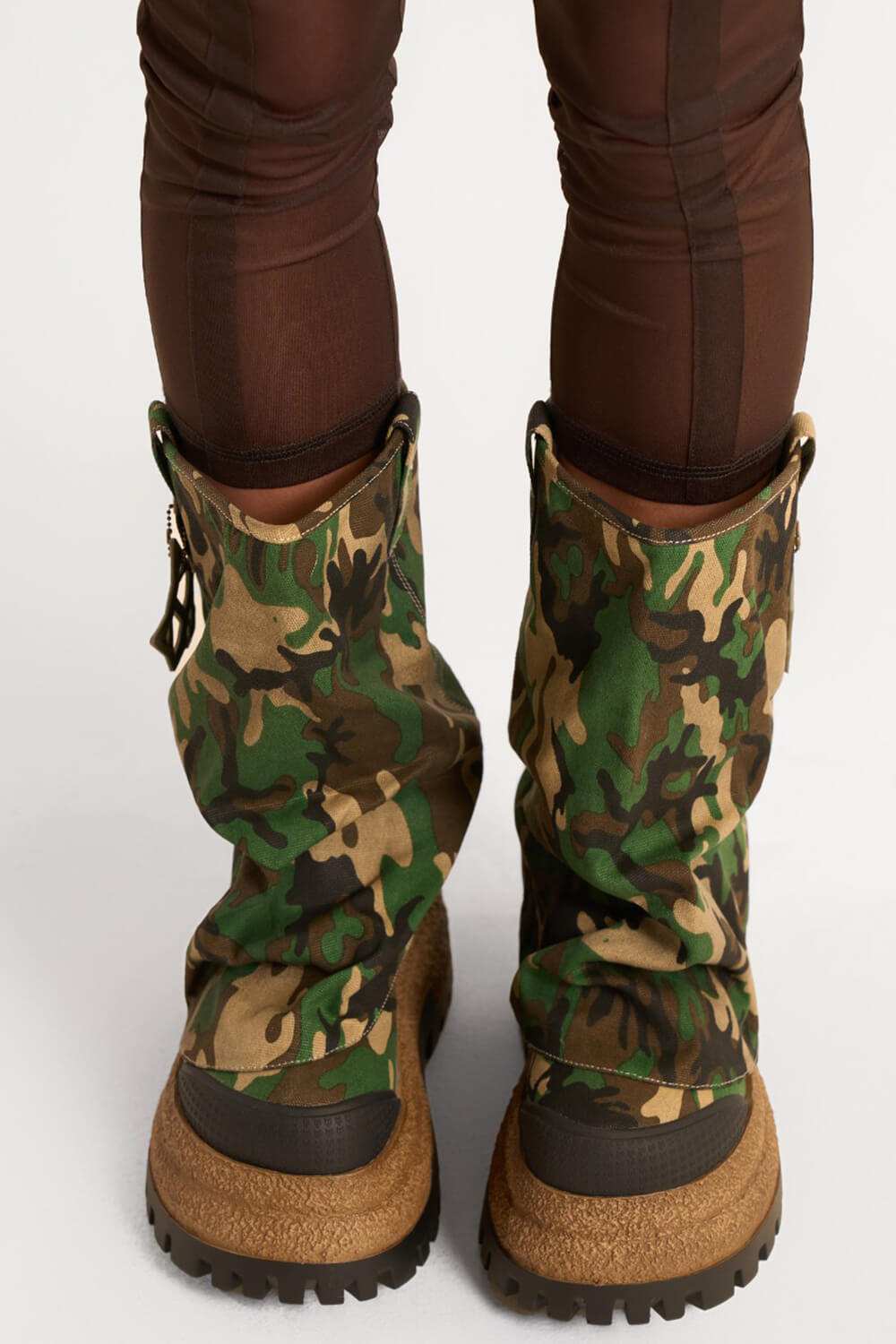 Camo Canvas Fold Over Round Toe Chunky Platform Boots