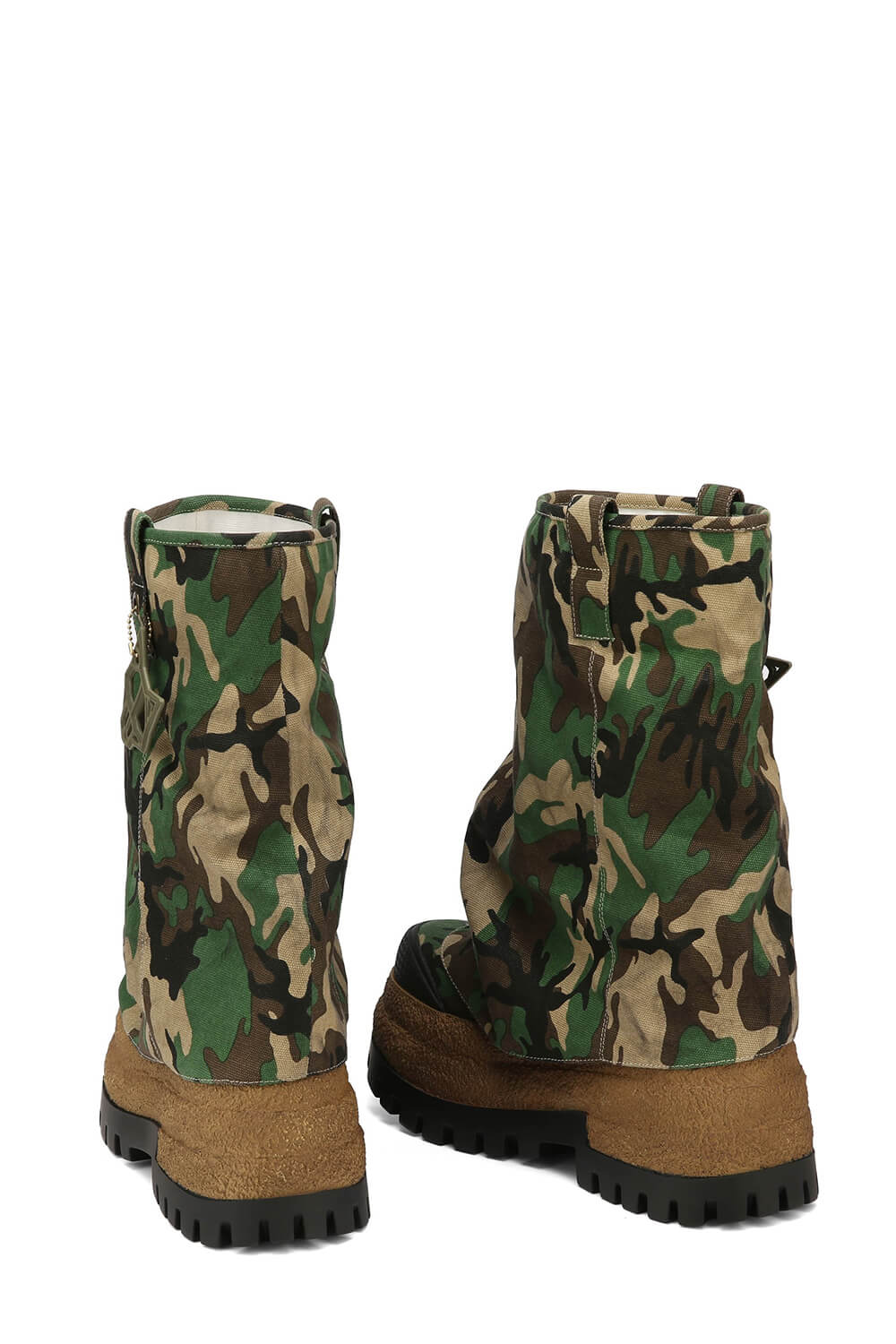 Camo Canvas Fold Over Round Toe Chunky Platform Boots