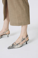 Faux Python-Print Leather Pointed Toe Slingback Stiletto Heel Pumps
