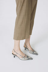 Faux Python-Print Leather Pointed Toe Slingback Stiletto Heel Pumps