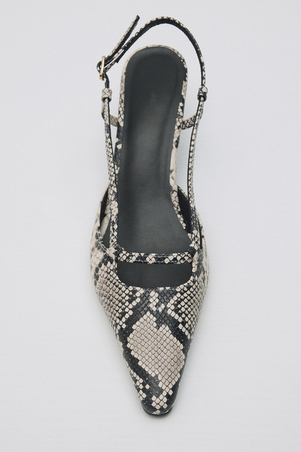 Faux Python-Print Leather Pointed Toe Slingback Stiletto Heel Pumps