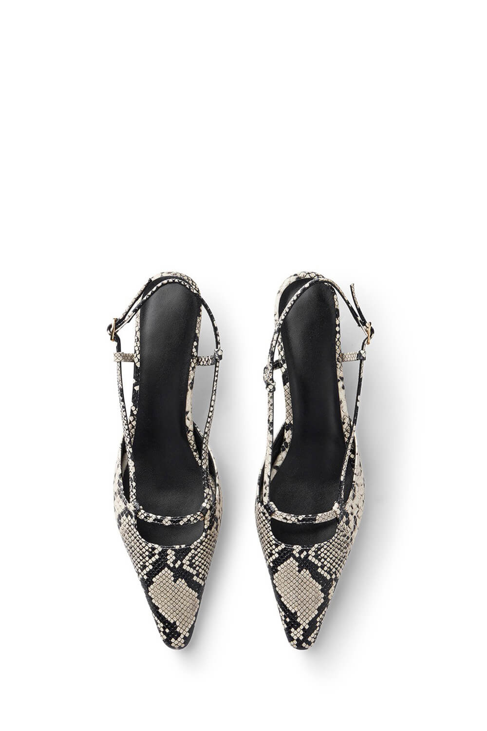 Faux Python-Print Leather Pointed Toe Slingback Stiletto Heel Pumps