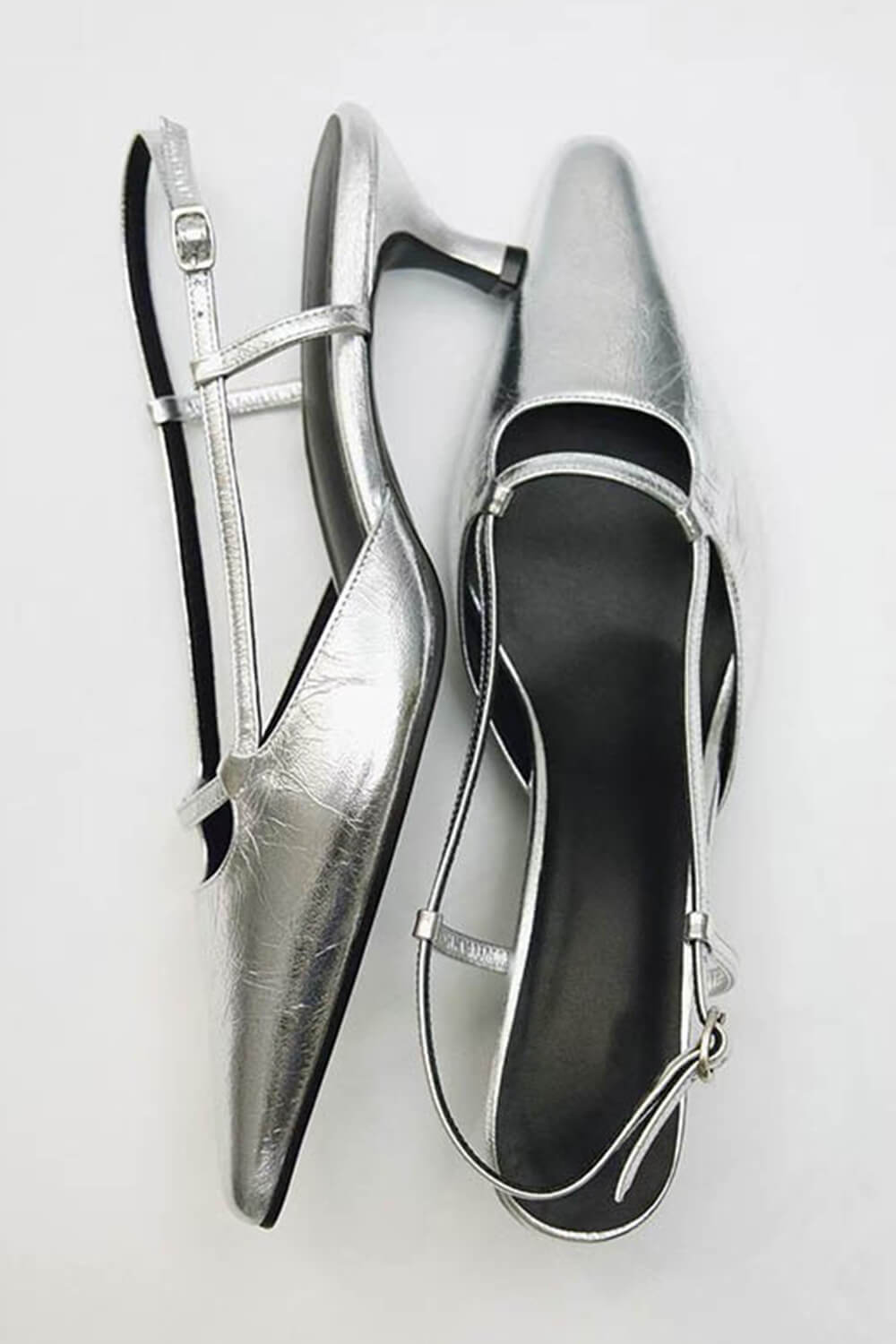 Faux Leather Pointed Toe Slingback Stiletto Heel Pumps