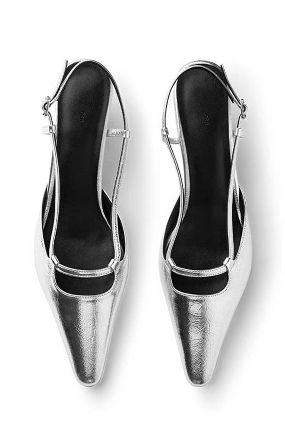 Faux Leather Pointed Toe Slingback Stiletto Heel Pumps