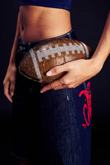 Rhinestone Football Evening Clutch With Straps