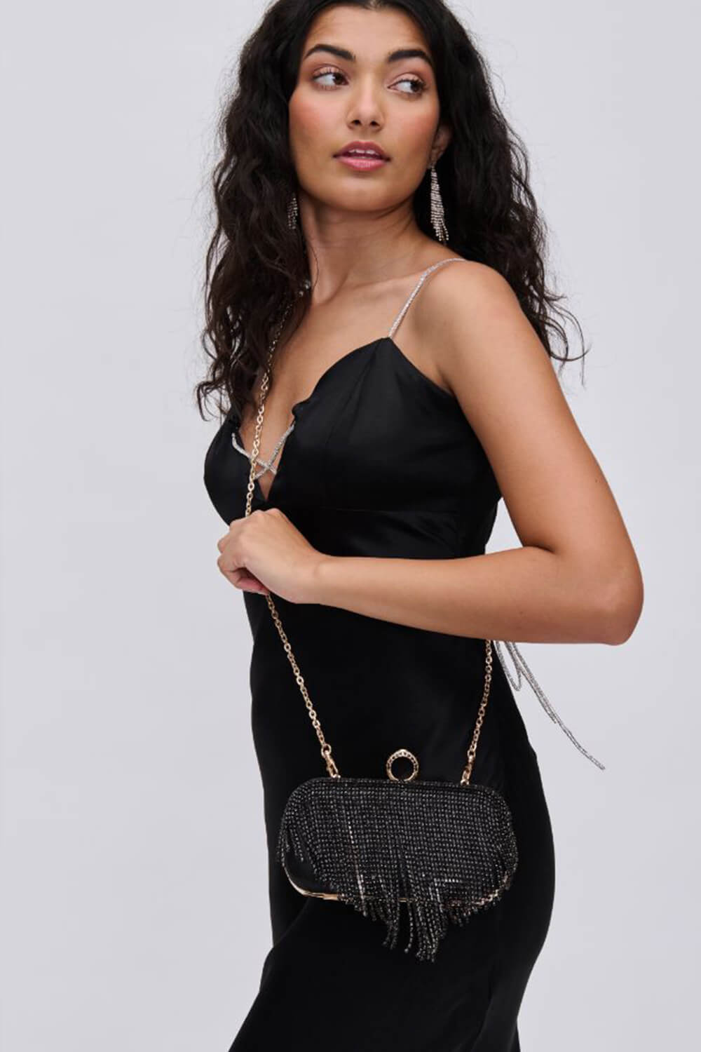 Rhinestone Fringe Evening Clutch