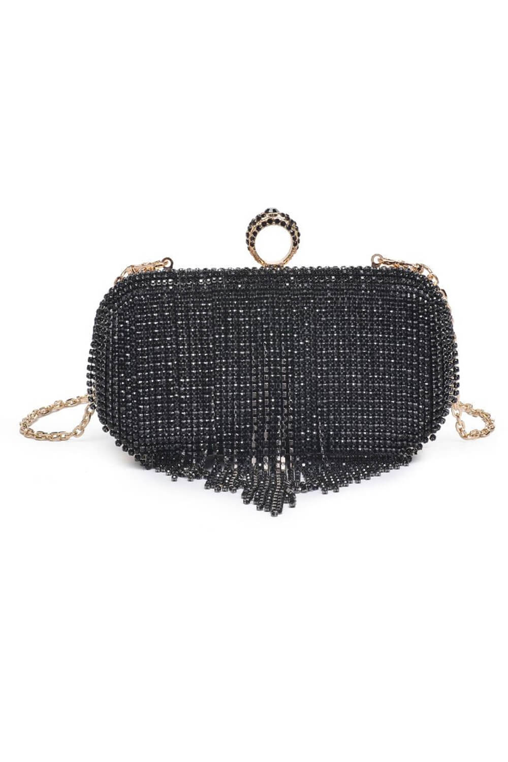Rhinestone Fringe Evening Clutch
