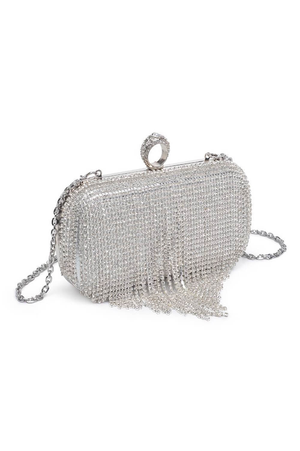 Rhinestone Fringe Evening Clutch