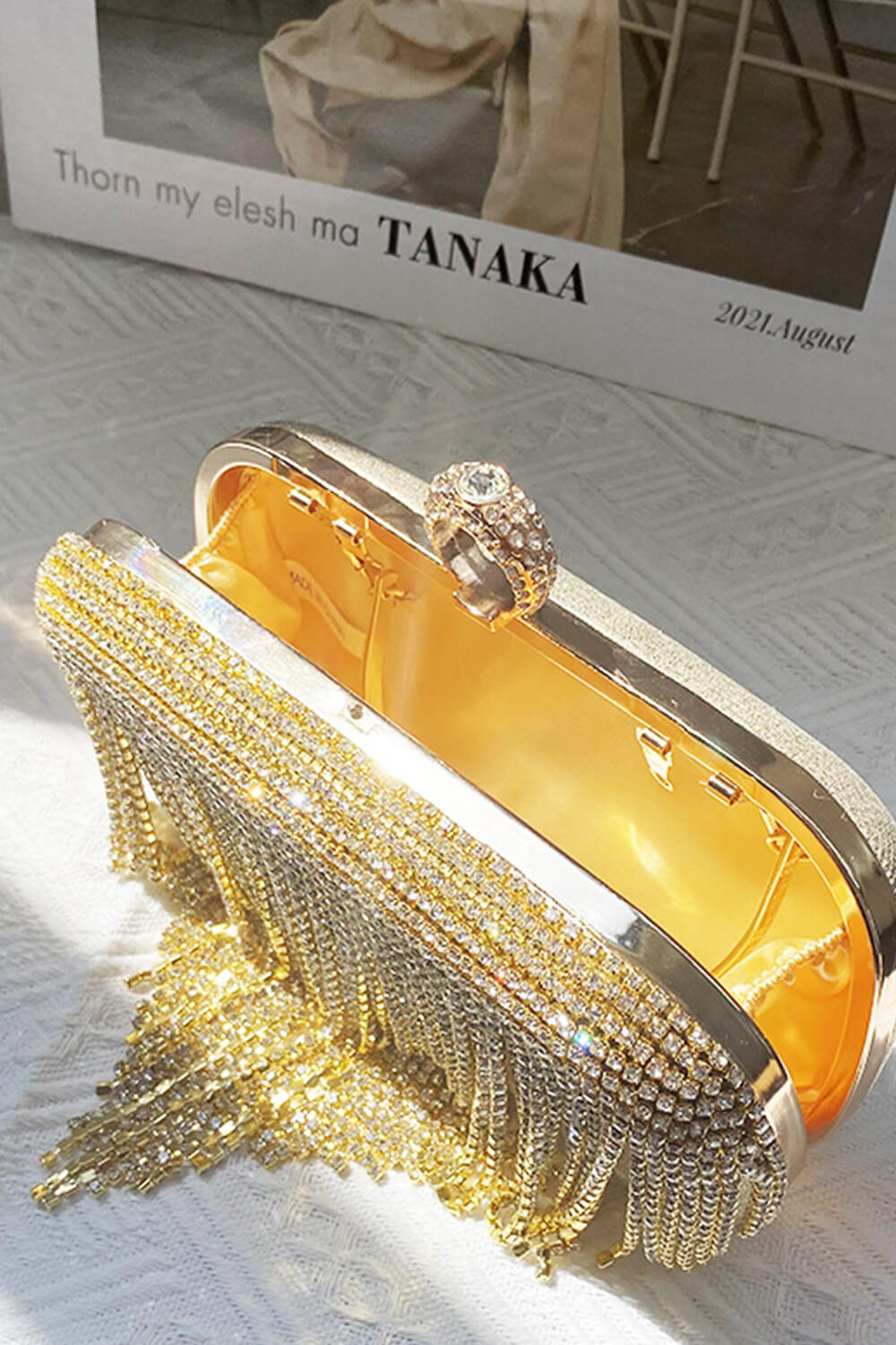 Rhinestone Fringe Evening Clutch