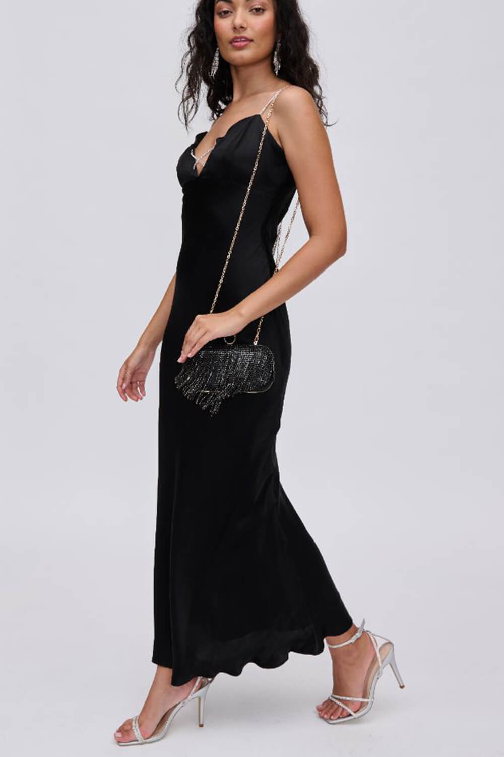 Rhinestone Fringe Evening Clutch