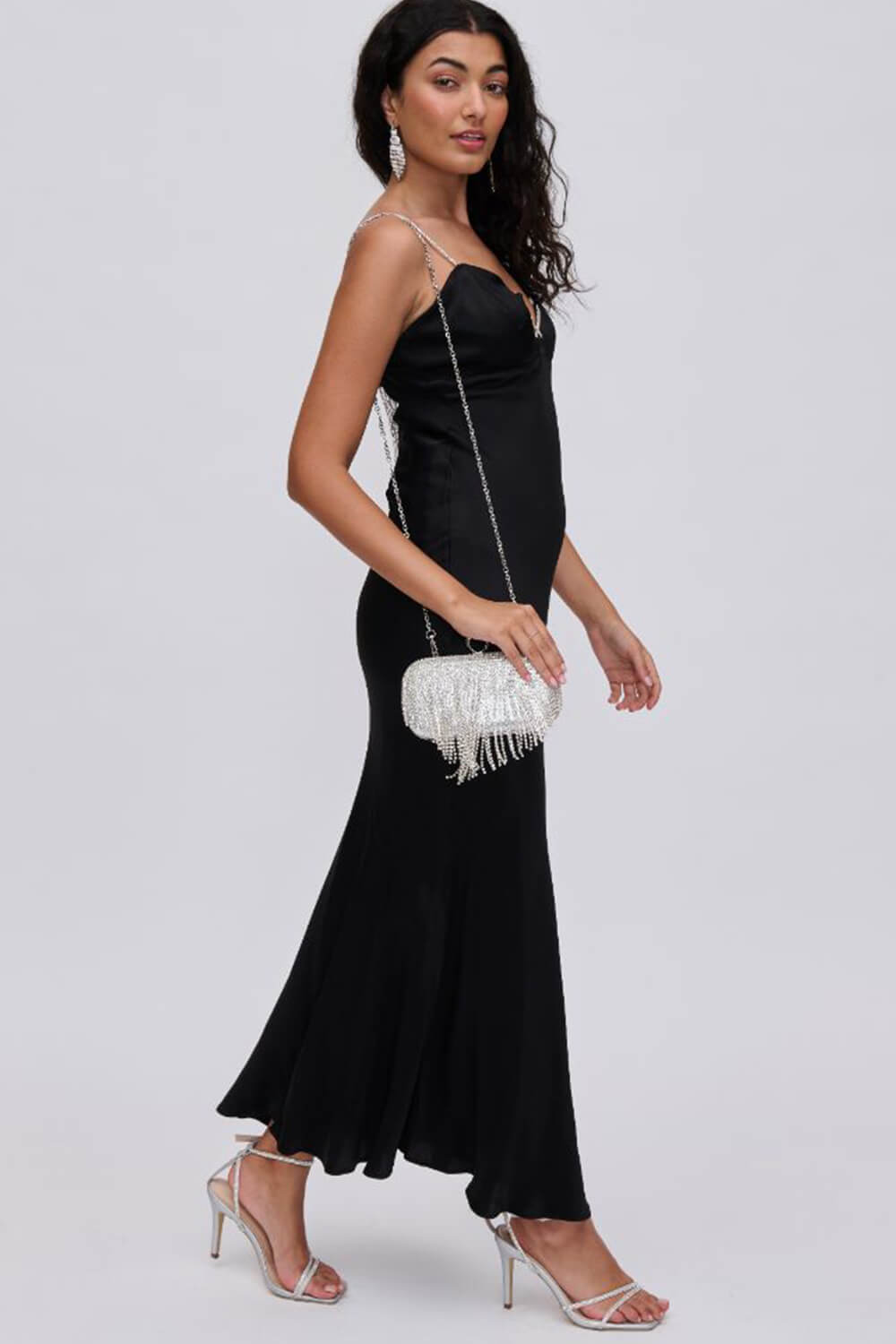Rhinestone Fringe Evening Clutch