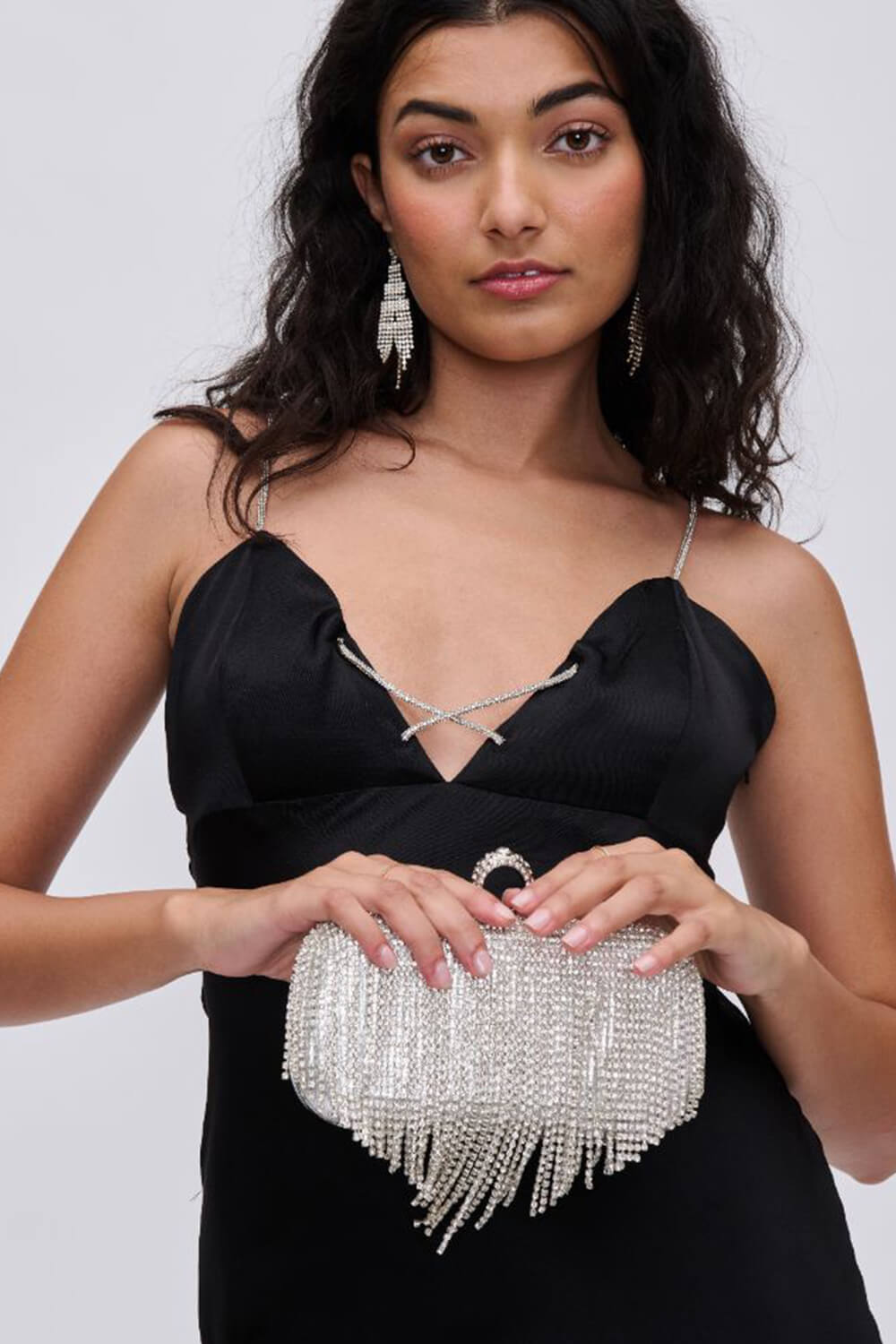 Rhinestone Fringe Evening Clutch