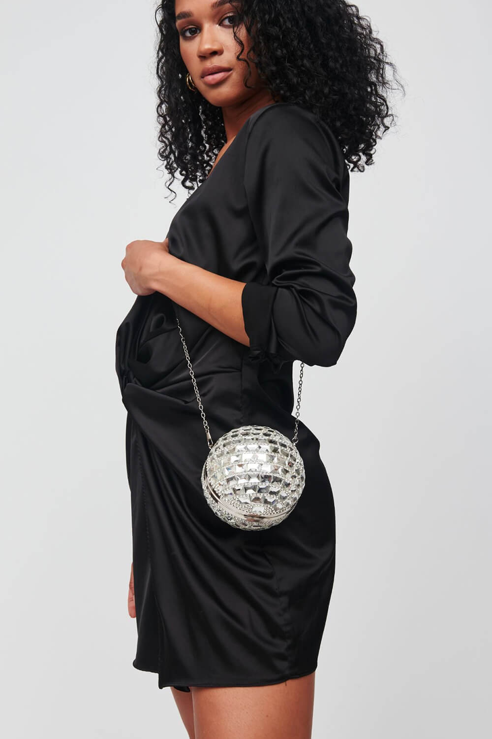 Rhinestone Disco Ball Evening Clutch Bag