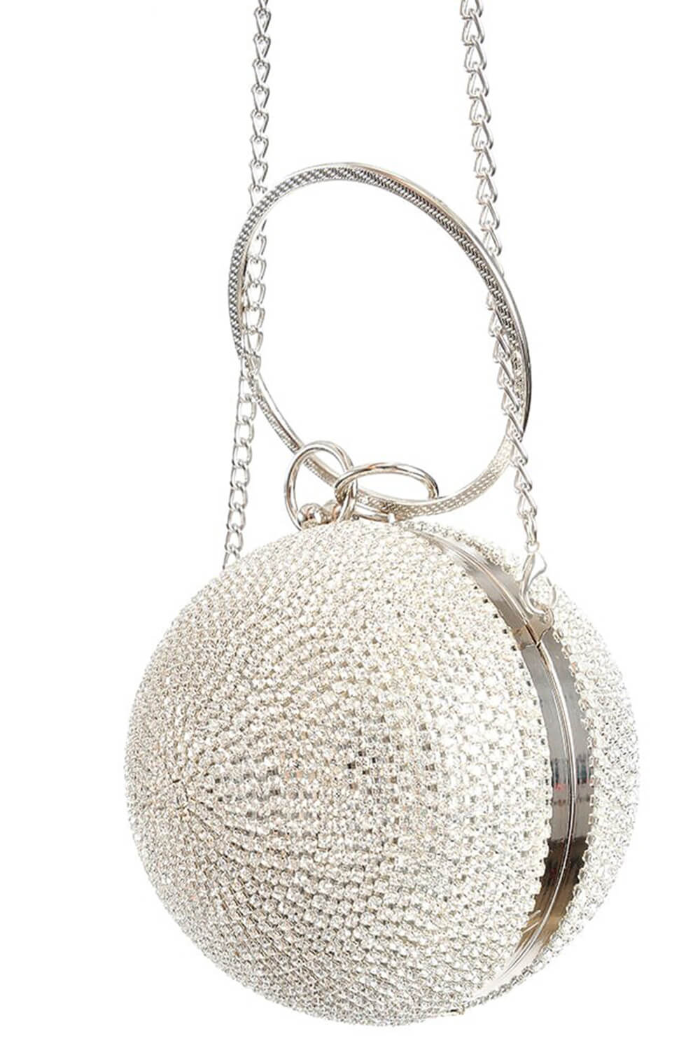 Rhinestone Embellished Disco Ball Evening Purse