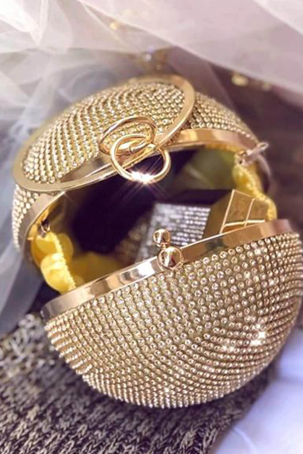 Rhinestone Embellished Disco Ball Evening Purse