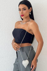Rhinestone Heart-Shaped Evening Mini Clutch Bag With Fringe