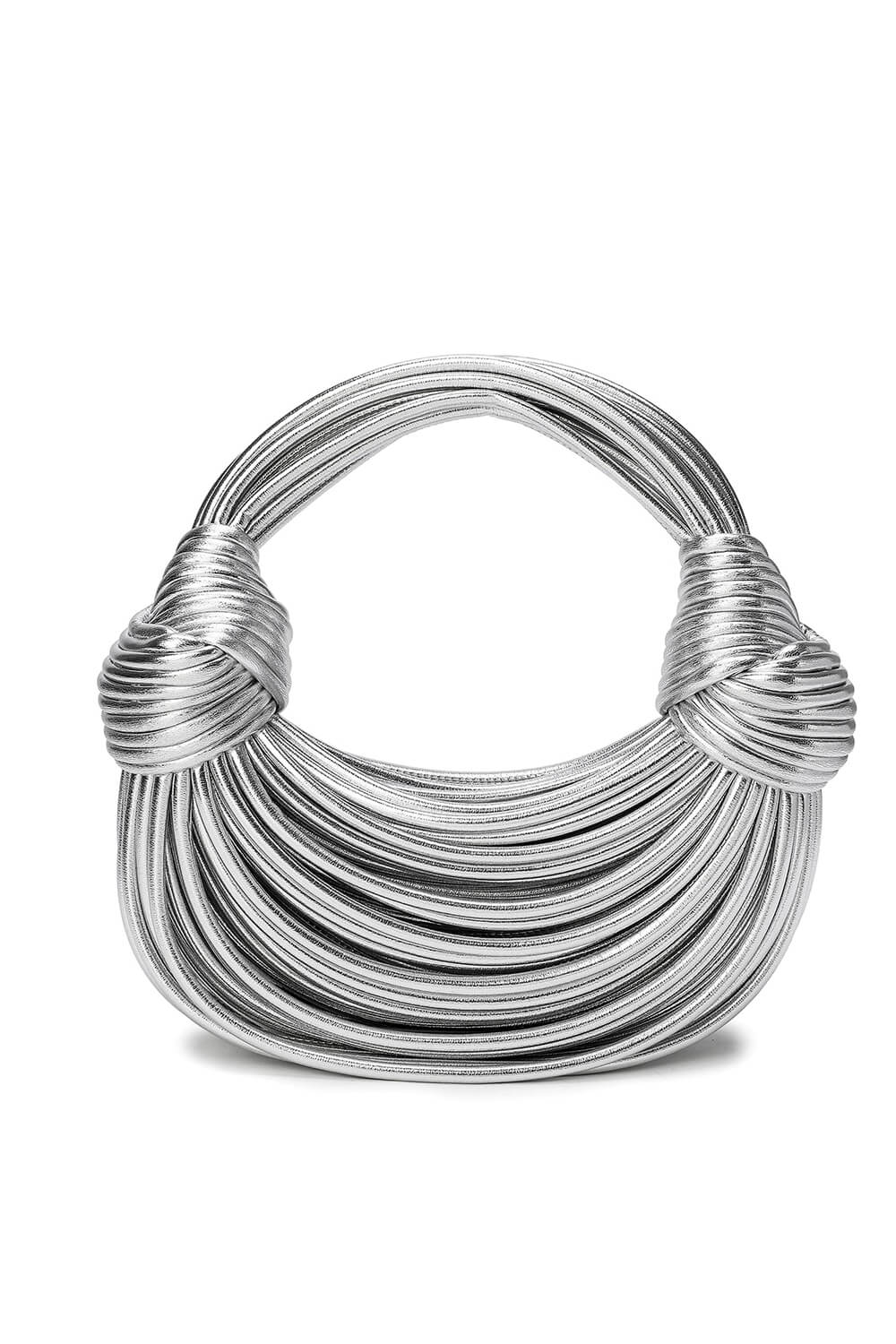 Faux Leather Noodles Knotted Top Handle Clutch Bags