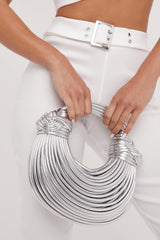 Faux Leather Noodles Knotted Top Handle Clutch Bags