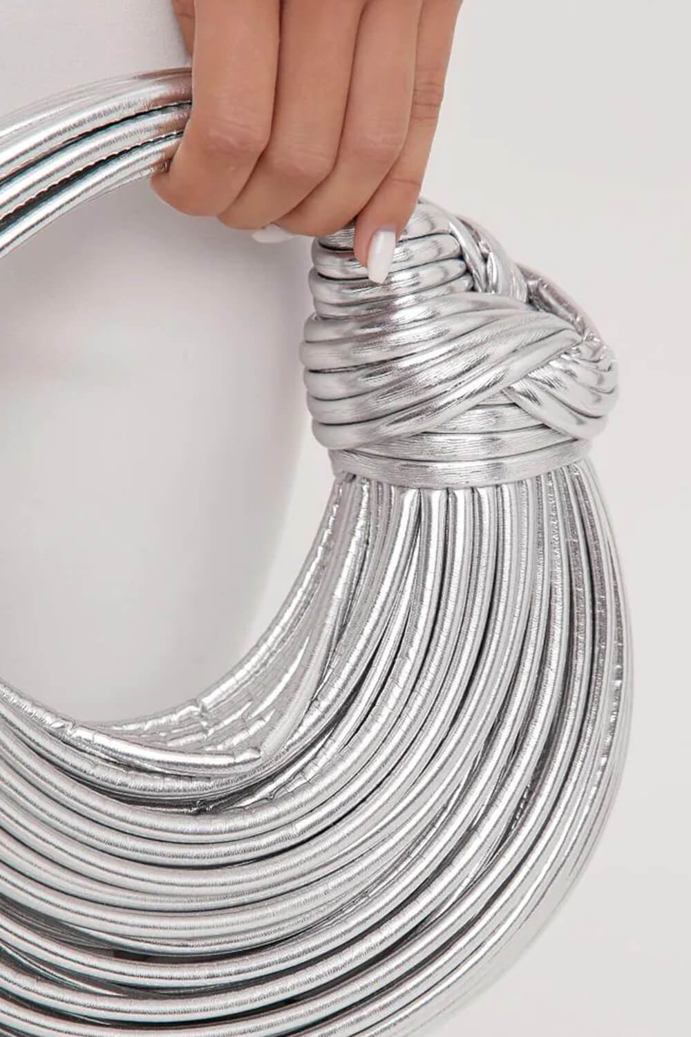Faux Leather Noodles Knotted Top Handle Clutch Bags