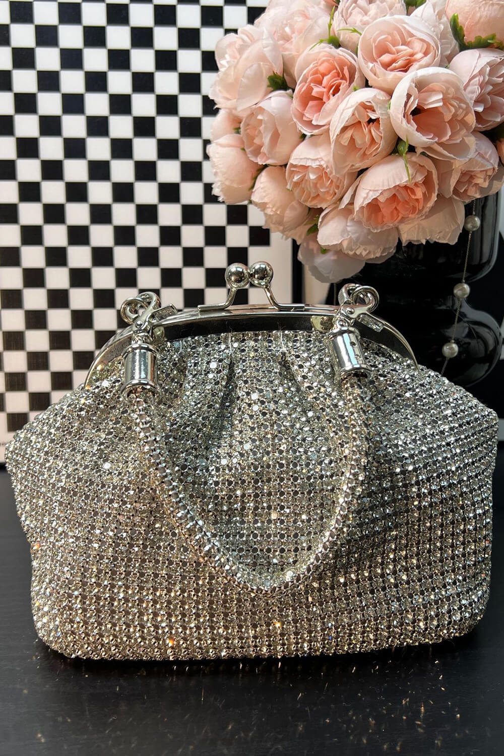 All Over Rhinestones Evening Clutch Bags With Straps
