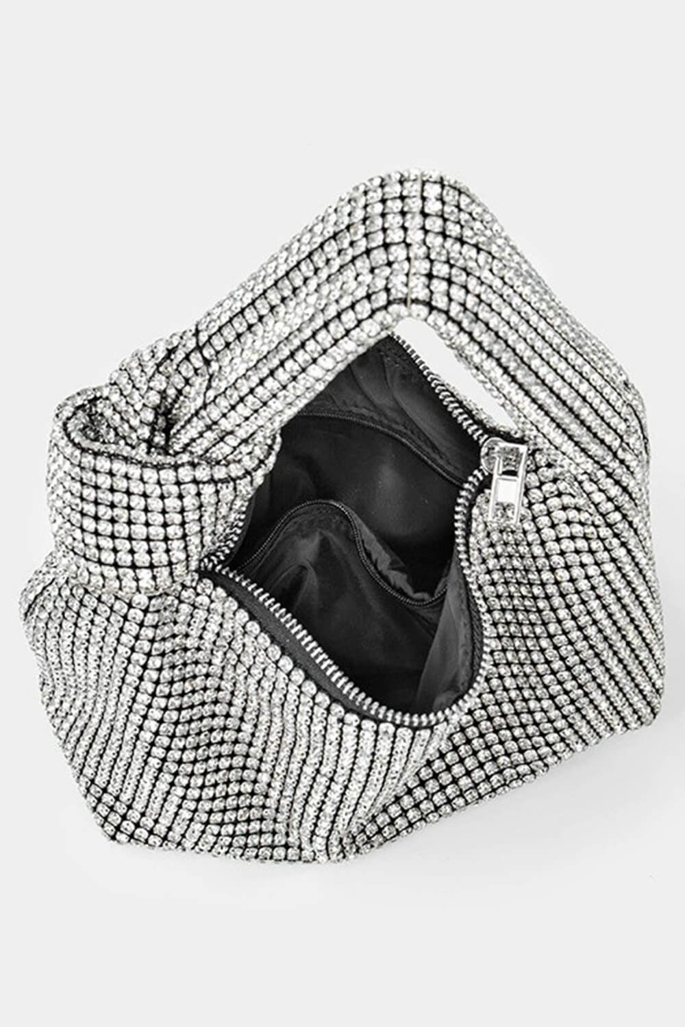 Rhinestone Knot-Handle Slouchy Dumpling Bling Shoulder Bag