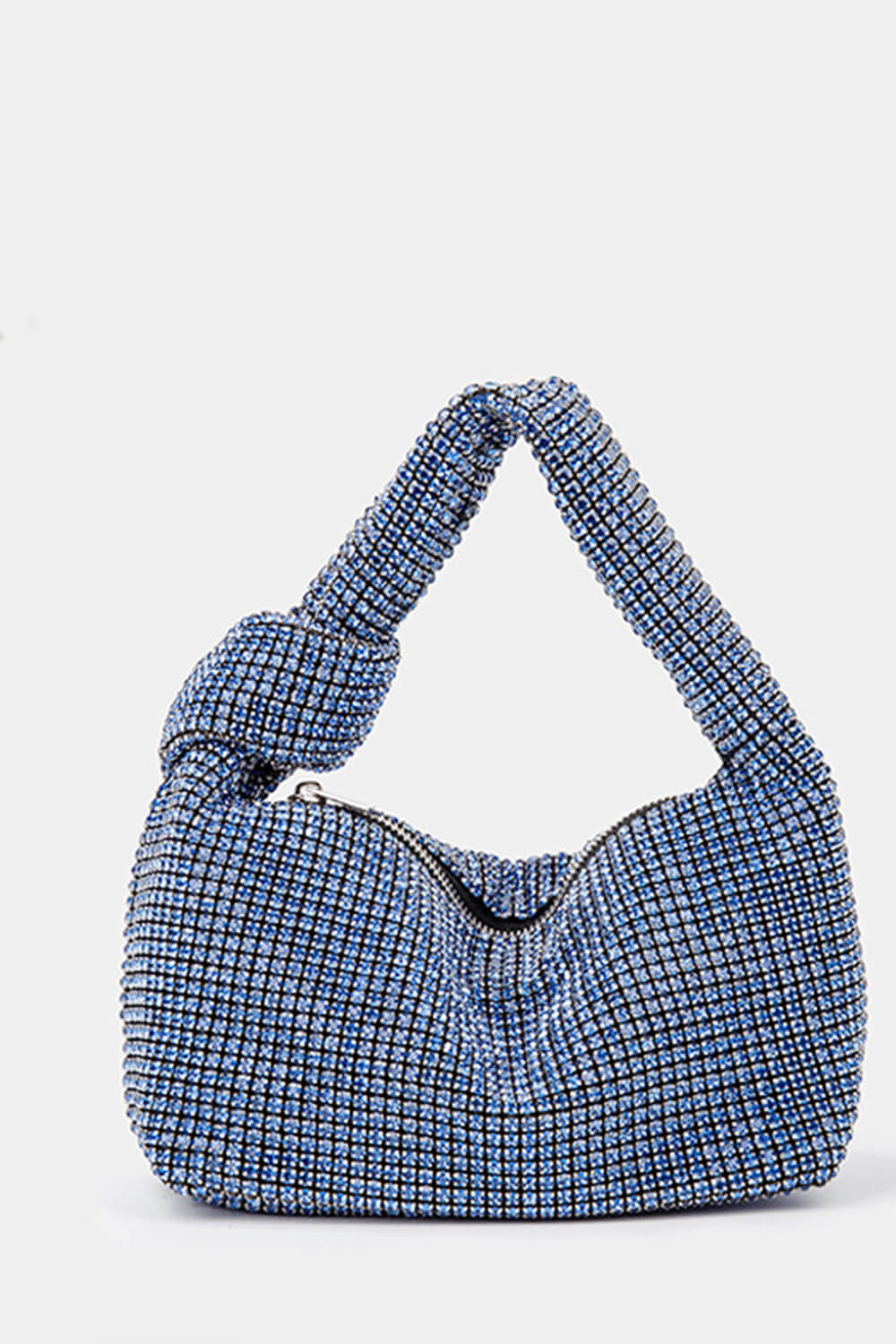 Rhinestone Knot-Handle Slouchy Dumpling Bling Shoulder Bag