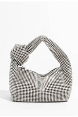 Rhinestone Knot-Handle Slouchy Dumpling Bling Shoulder Bag