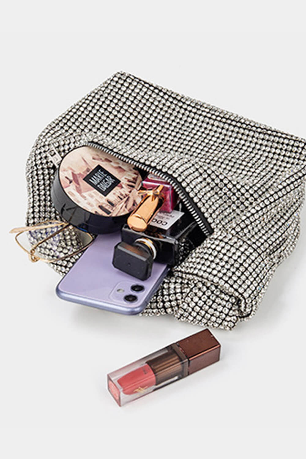 Rhinestone Knot-Handle Slouchy Dumpling Bling Shoulder Bag