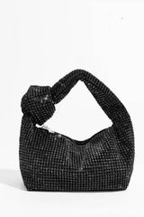 Rhinestone Knot-Handle Slouchy Dumpling Bling Shoulder Bag
