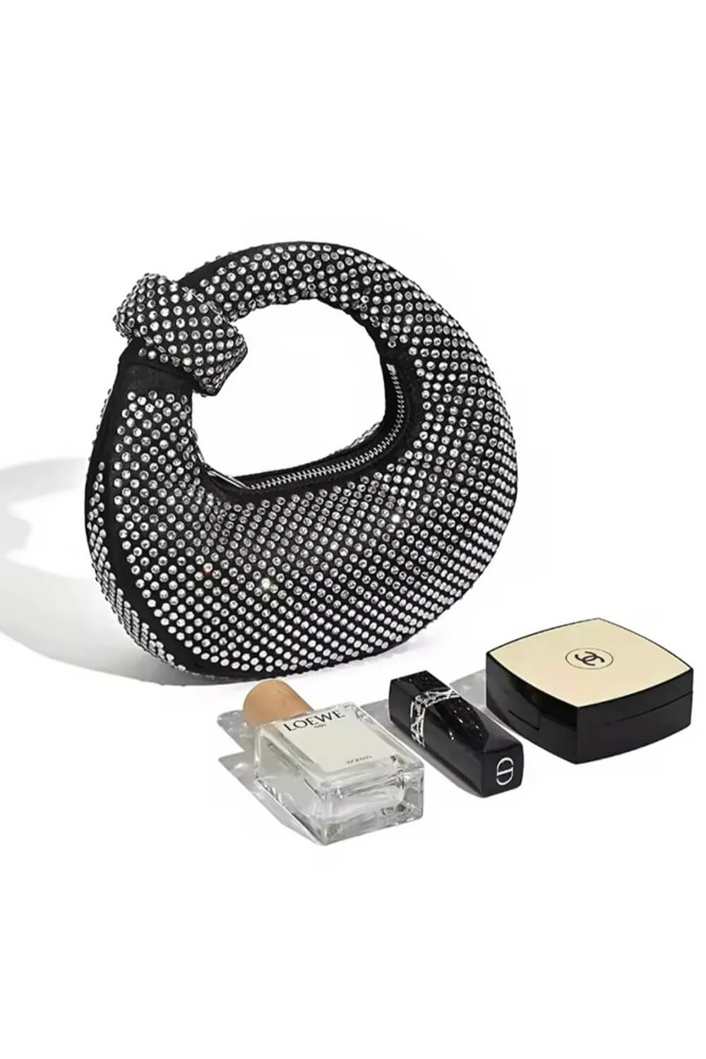 Crystal Loop-Handle Evening Moon Bag