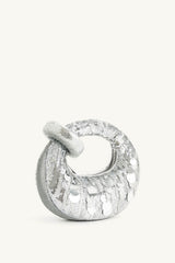 Metallic Sequin Loop-Handle Evening Moon Bag