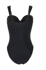 Cutout One-Piece Swimsuit With Flower Gold Hardware