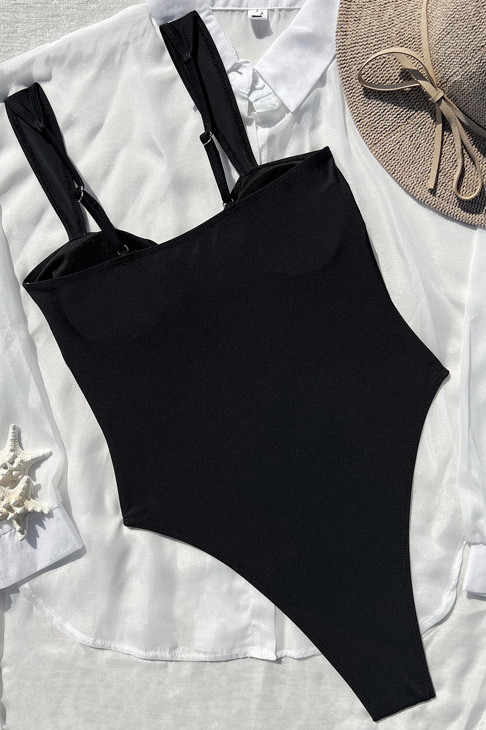 Cutout One-Piece Swimsuit With Flower Gold Hardware